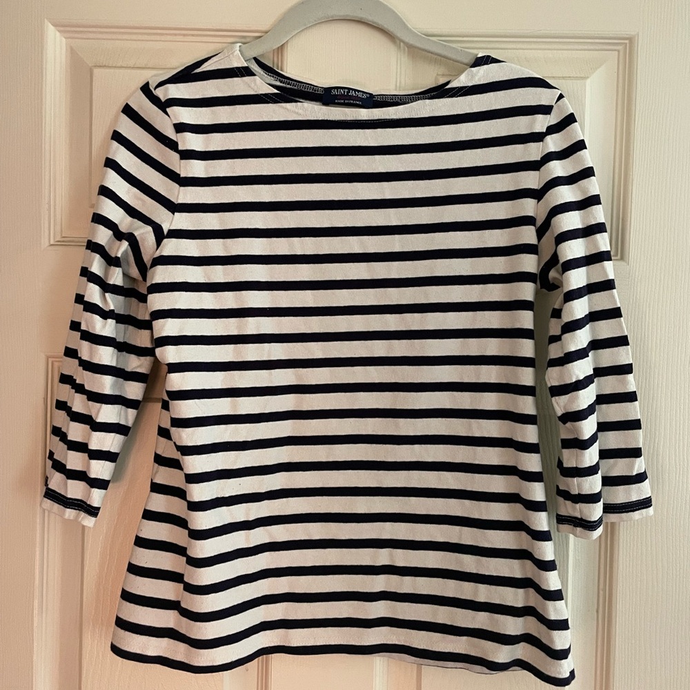 Saint James Women's Striped Top - Navy and White
